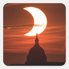 Pegatina Cuadrada Eclipse solar 2021