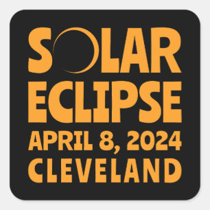 Pegatina Cuadrada Eclipse solar 2024 Cleveland Ohio