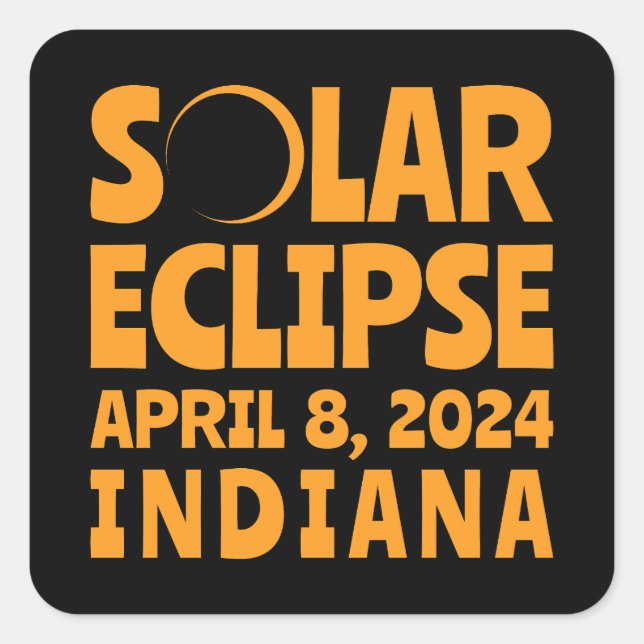 Pegatina Cuadrada Eclipse solar 2024 Indiana (Anverso)