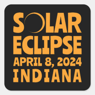 Pegatina Cuadrada Eclipse solar 2024 Indiana