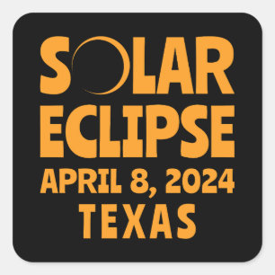 Pegatina Cuadrada Eclipse solar 2024 Texas