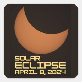 Pegatina Cuadrada Eclipse solar 8 de abril de 2024