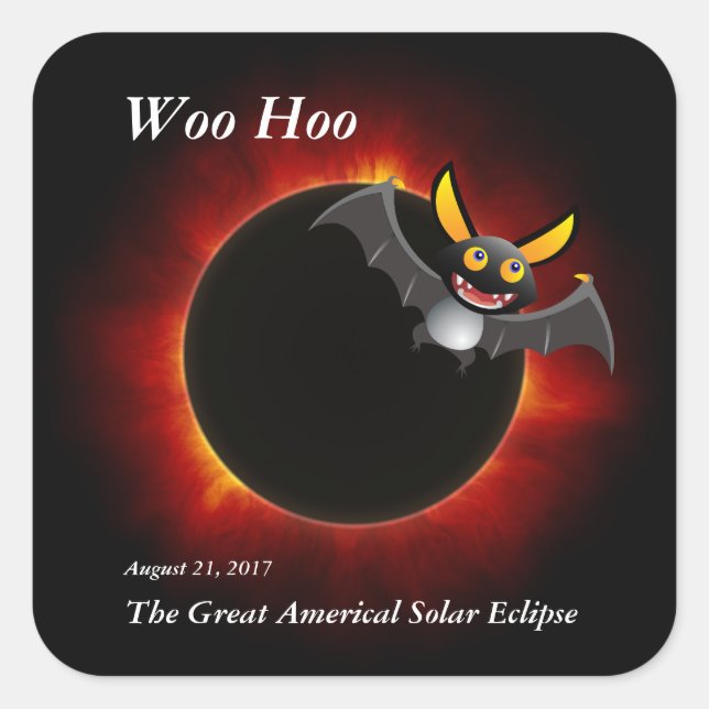 Pegatina Cuadrada Eclipse solar de 2017, edición de vampiros (Anverso)