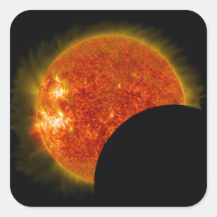 Pegatina Cuadrada Eclipse solar en curso