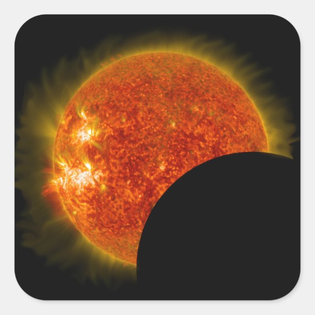 Pegatina Cuadrada Eclipse solar en curso (Anverso)