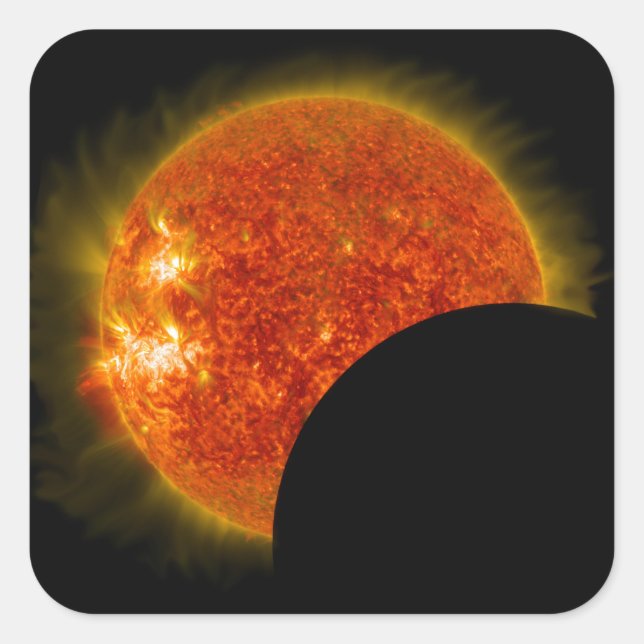 Pegatina Cuadrada Eclipse solar en curso (Anverso)