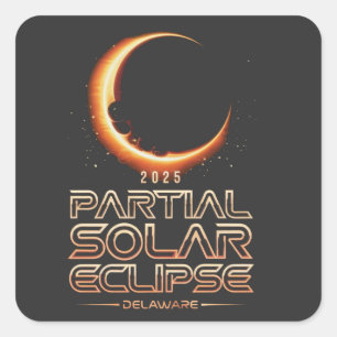 Pegatina Cuadrada Eclipse solar parcial de Nueva Jersey 2025