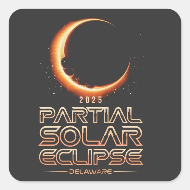 Pegatina Cuadrada Eclipse solar parcial de Nueva Jersey 2025 (Anverso)