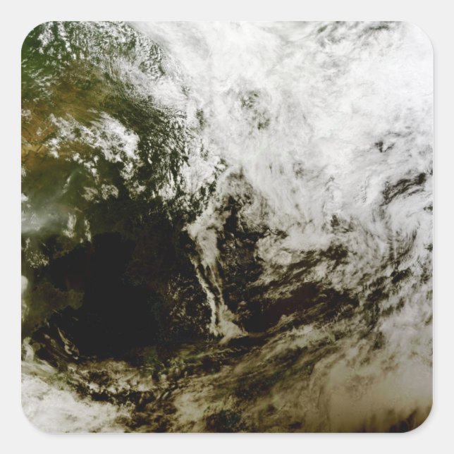 Pegatina Cuadrada Eclipse solar sobre el sudeste de Asia (Anverso)