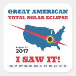 Pegatina Cuadrada Eclipse solar total - 2017 - ¡Lo vi!