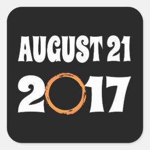 Pegatina Cuadrada Eclipse solar total 21 de agosto de 2017