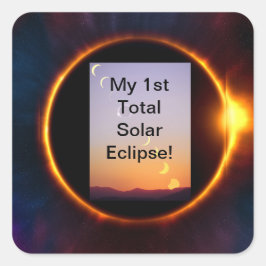 Pegatina Cuadrada Eclipse solar total 8 de abril de 2024