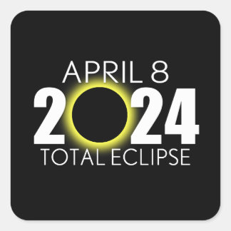 Pegatina Cuadrada Eclipse solar total - 8 de abril de 2024 - Diseño