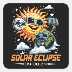 Pegatina Cuadrada Eclipse solar total abril de 2024