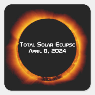 Pegatina Cuadrada Eclipse solar total de 2024