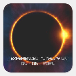 Pegatina Cuadrada Eclipse solar total oscuro de texto/fuente 2024