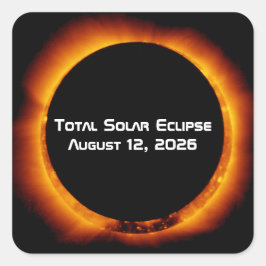 Pegatina Cuadrada Eclipse Total de Sol 2026