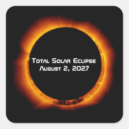 Pegatina Cuadrada Eclipse Total de Sol del Siglo 2027
