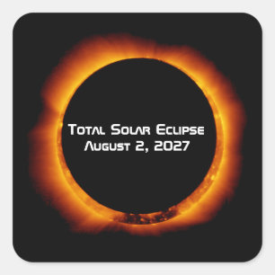 Pegatina Cuadrada Eclipse Total de Sol del Siglo 2027