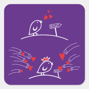 Pegatina Cuadrada ECO DE AMOR - Comic Birds Tweetlercools 2