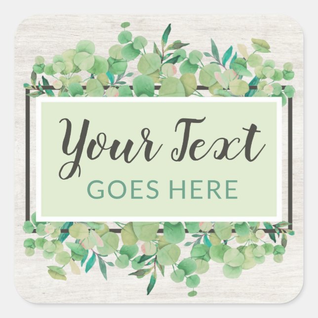 Pegatina Cuadrada Ecoenergía de la vegetación botánica Eucalyptus y  (Anverso)