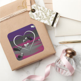 Pegatina Cuadrada Ecos de un romance metálico