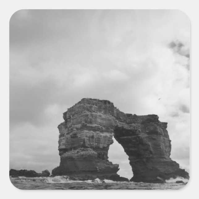 Pegatina Cuadrada Ecuador, Islas Galápagos, Isla Darwin, Olas (Anverso)