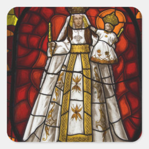 Pegatina Cuadrada Ecuador, Quito. Estatua de la virgen alada 2