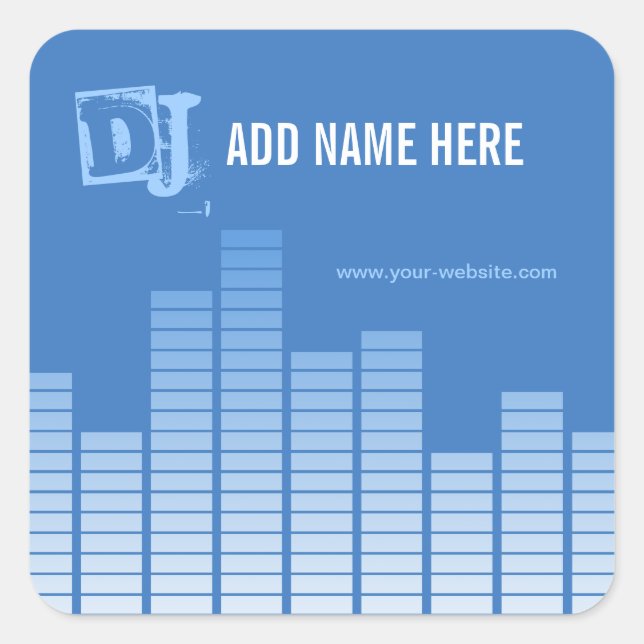 Pegatina Cuadrada Ecualizador azul (Anverso)