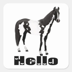 Pegatina Cuadrada Ecuestre Te Extraño Pensando en ti Hola Caballo