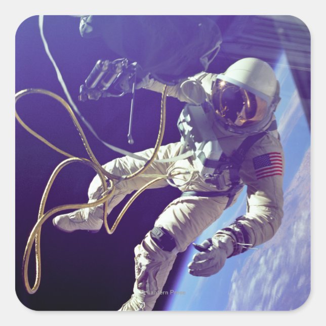 Pegatina Cuadrada Ed White First American Spacewalker Photograph (Anverso)