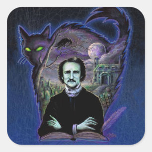 Pegatina Cuadrada Edgar Allan Poe gótico