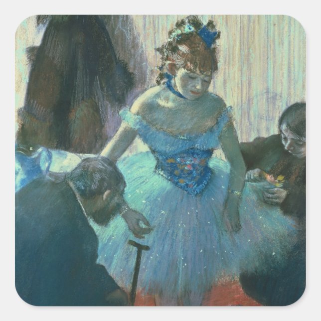 Pegatina Cuadrada Edgar Degas | Bailarina en su vestidor (Anverso)