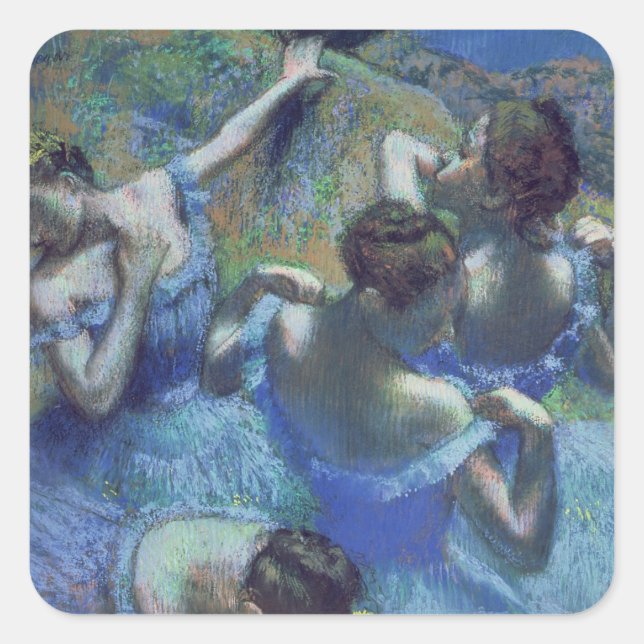 Pegatina Cuadrada Edgar Degas | Bailarinas azules, c.1899 (Anverso)