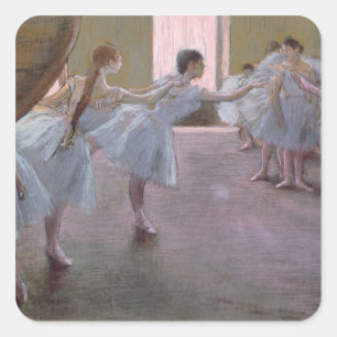Pegatina Cuadrada Edgar Degas Bailarinas en ensayo, 1875-1877