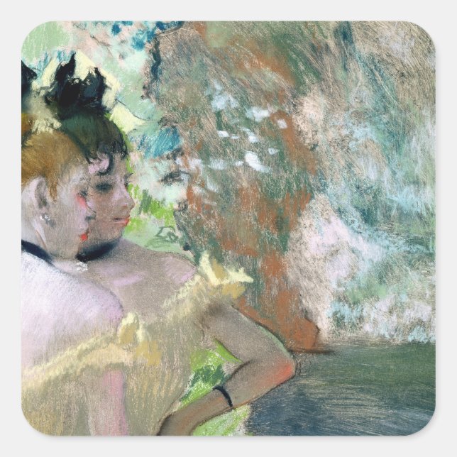 Pegatina Cuadrada Edgar Degas | Bailarinas en las alas (Anverso)