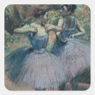 Pegatina Cuadrada Edgar Degas   Bailarinas en Violeta