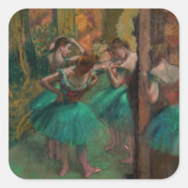 Pegatina Cuadrada Edgar Degas - Bailarinas, rosadas y verdes