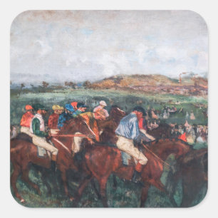 Pegatina Cuadrada Edgar Degas - Carrera de caballeros