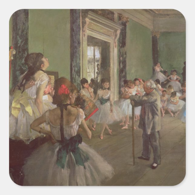 Pegatina Cuadrada Edgar Degas | Clase Danzante, c.1873-76 (Anverso)