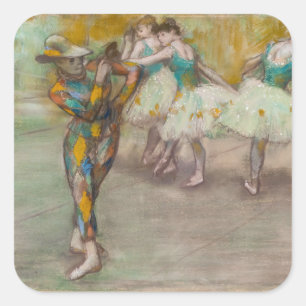 Pegatina Cuadrada Edgar Degas - Danza del Arlequín