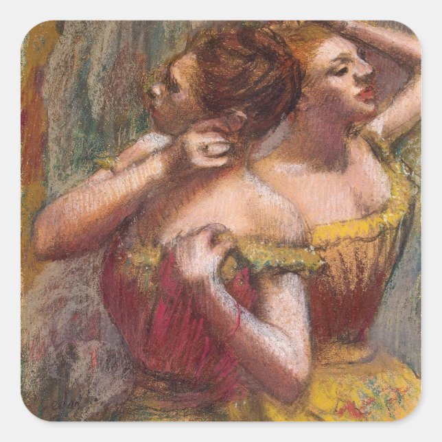 Pegatina Cuadrada Edgar Degas | Dos bailarinas (Anverso)