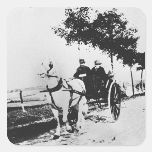 Pegatina Cuadrada Edgar Degas | Edgar Degas y un amigo (Anverso)