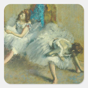 Pegatina Cuadrada Edgar Degas el   antes del ballet, 1890-1892