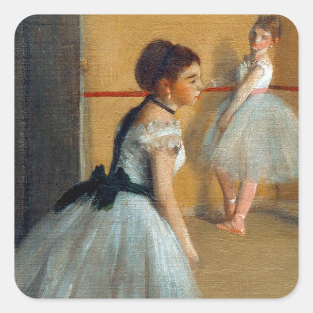 Pegatina Cuadrada Edgar Degas El Foyer de Baile en la Ópera (Anverso)