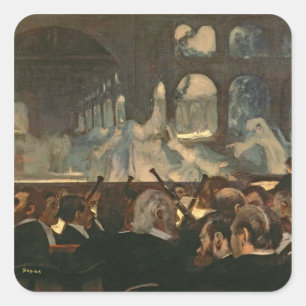 Pegatina Cuadrada Edgar Degas el la escena del ballet, la ópera d