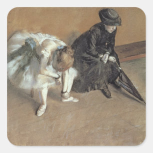 Pegatina Cuadrada Edgar Degas   En espera, c.1882