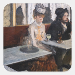 Pegatina Cuadrada Edgar Degas - En un café / The Absinthe