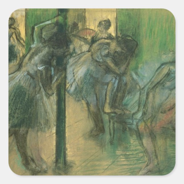 Pegatina Cuadrada Edgar Degas | Ensayo de bailarinas (Anverso)