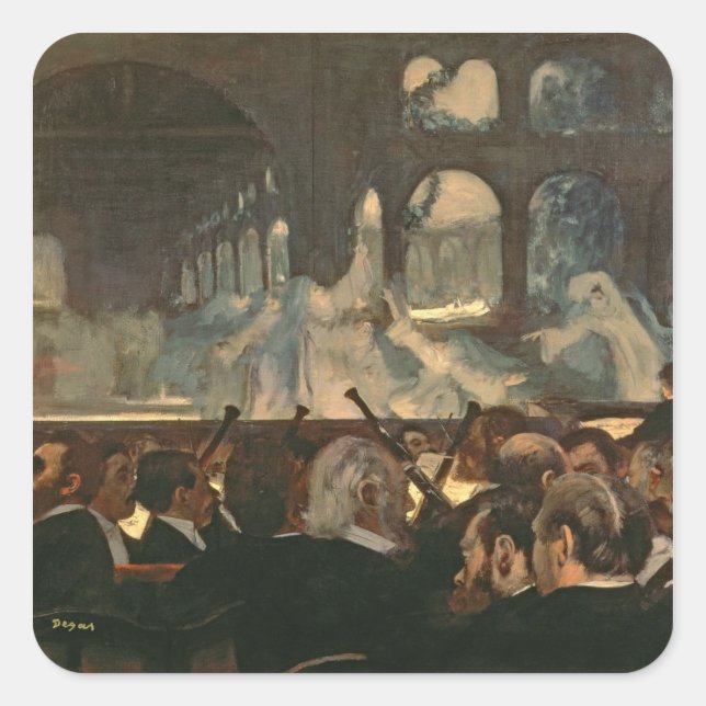 Pegatina Cuadrada Edgar Degas | Escena de ballet, ópera de Meyerbeer (Anverso)